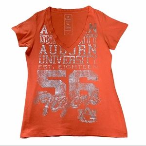 Auburn University Campus Couture Metallic & Rhinestone Y2K Tee | WDE | M